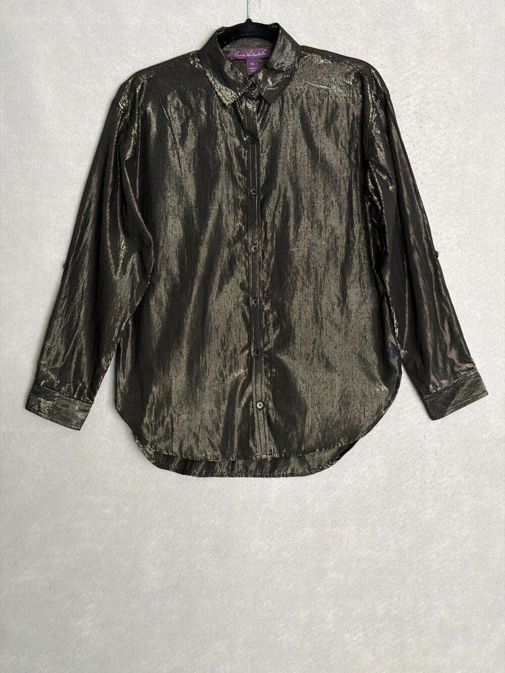 Gloria Vanderbilt Amanda Lurex Top Black Women's XS NEW